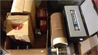 Box lot of nine large tubes for radios and other,