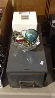 Single metal file drawer, glass bowl Christmas
