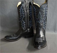 Rios of Mercedes Black Calf Cowboy Boots 9.5 B