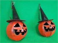 Two Hanging Halloween Pumpkins