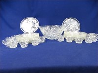 Pressed Glass Snack Sets & Punch Bowl