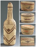 5 Native American woven objects. 20th century.