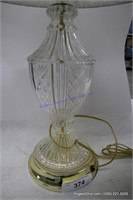 Brass & Cut Glass Lamp W/ Shade