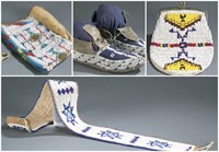 4 Sioux clothing/textile objects. 20th century.