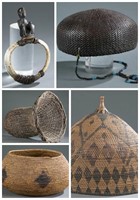 5 Asian/ Indonesian objects. 20th century.