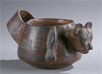 Wari feline pottery bowl, CE600-900.