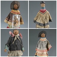 4 Seminole decorative dolls. 20th century.