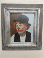 FRAMED OIL ON BOARD-CLOWN 15"T X 14"W