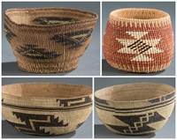 4 Lower Klamath River baskets. 20th century.