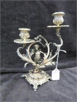 SILVER CHERUB CANDELABRA WITH REPOSE 9"T