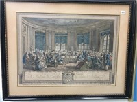 Beautiful old print of a French court picture