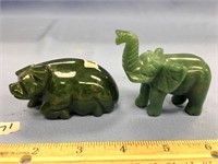 Lot of 2:   jade pig 3", 2.5" jade elephant