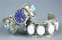 Silver and stone bracelet cuff & watch cuff.