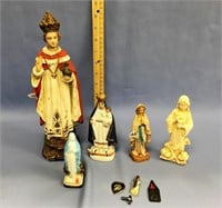 Lot of assorted religious statues, 6 pieces total
