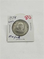 1934 Maryland commemorative half dollar UNC