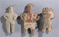 3 Pre-Classic Mexico Colima figures, 200BCE-200CE.