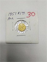 1851 Liberty Head $1 Gold Piece Au