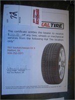 $100 Kal-Tire Gift Cert, Courtesy of KAL TIRE,