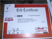 $500 certificate for wholegood/parts/service @ Ag