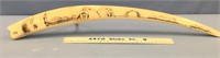 Phenomenal scrimshawed ivory tusk, tusk length is