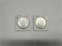 2pc Lot 1883-0 Morgan Silver Dollars Uncirculated