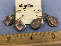 2 Sets of amethyst earrings set in sterling silver