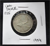 1954 Canadian Silver Quarter