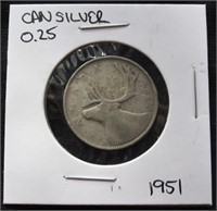 1951 Canadian Silver Quarter