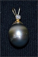 14kt Genuine pearl & Diamond Pendant