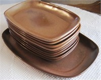 Frankoma Pottery Platter & 9 Plates