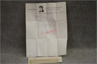 LETTER SIGNED BY JOHN KENNEDY AS US SENATOR