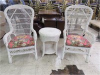 3 PC PAINTED WICKER PARLOR SET