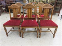 (6) HIGHLY ORNATE CARVED OAK DINING CHAIRS 39"T X