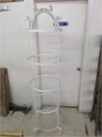 PAINTED WROUGHT IRON FOUR-TIER GLASS DISPLAY