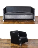 AMERICAN LEATHER SOFA & LOUNGE CHAIR