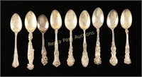 Lot of 9 Silver Collector's Spoons