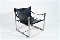 MID-CENTURY CHROME & LEATHER SLING CHAIR