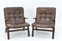 PAIR OF MID-CENTURY LEATHER CHAIRS