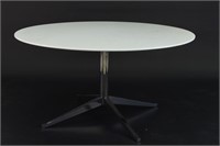 FLORENCE KNOLL ROUND MARBLE TOP DINING TABLE