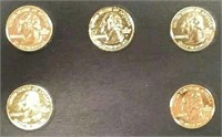 5 Gold Plated 2000 US State Quarters