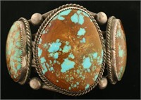 Large Navajo 3 Stone Turquoise Cuff