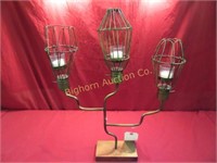 New Sterling Iron Caged Bulb Candle Holder