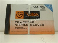 Case of Vallen Powdered Nitrile Gloves sz XL
