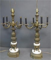 Pair Victorian Candelabras Electrified as Lamps