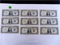 9-$1.00 Silver Certificates