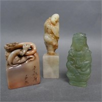 Two Hardstone Seals and Miniature Sculpture