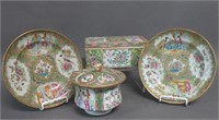 Antique Chinese Rose Medallion Porcelain Grouping