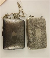 (2) German silver ladies compact/makeup cases