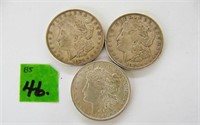 3 Morgan Silver Dollars 1921 P-D-S