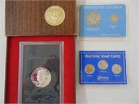 3 Coin Items Ike $1, Liberty Half, Mercury Dime &
